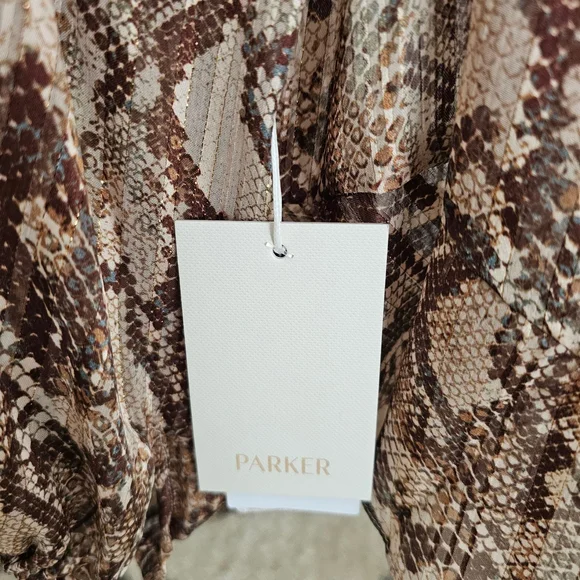 Parker Brown and Tan Snake Print Blouse - Picture 7 of 7